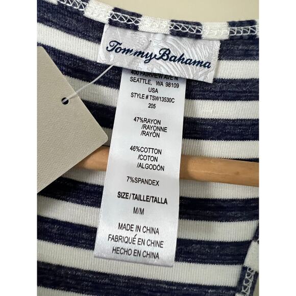 NWT Tommy Bahama Blue Depths Striped Midi Dress Womens M Nautical Maxi Racerback - Picture 5 of 5
